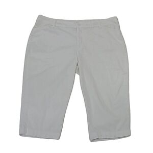 St. John's Bay High Waist Rise Capri Pants White 4 Pockets Dressy Casual Trouser